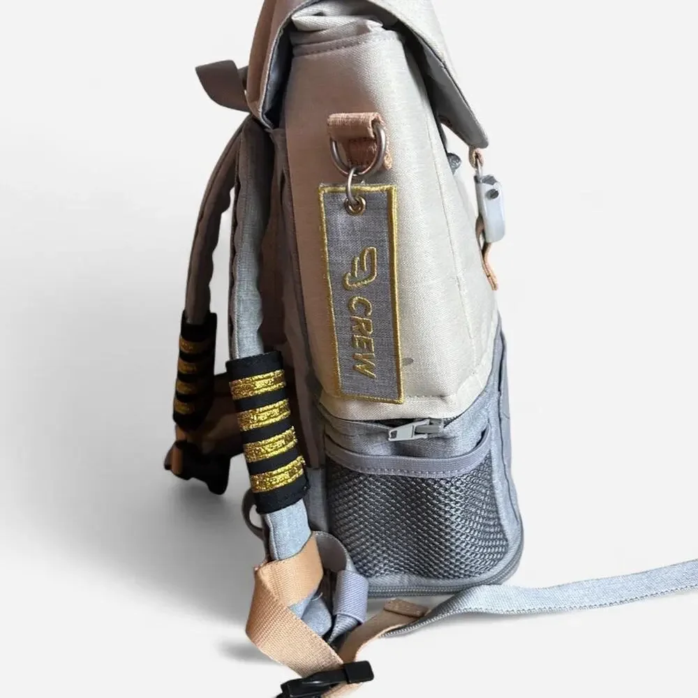 Jet kids by stoke crew gray backpack with gold stripes
